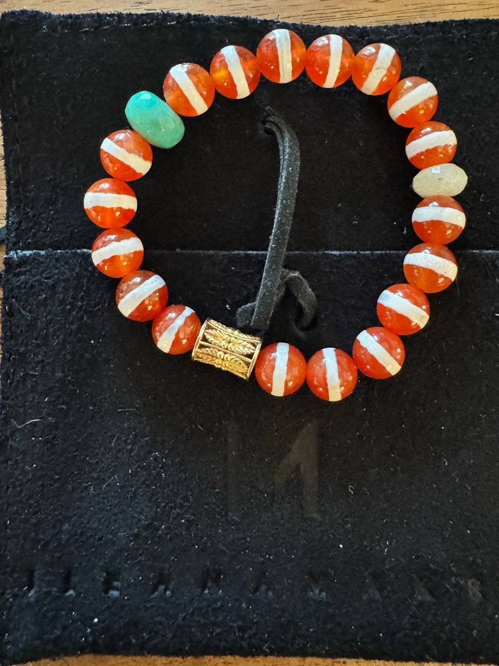 Ileana Makri globetrotter with brown white agate striped Beaded Bracelet